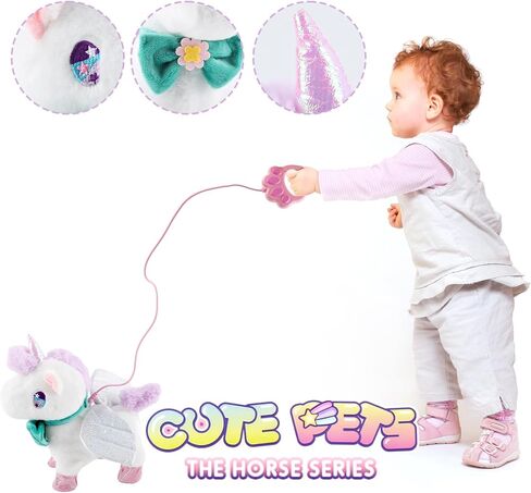 HOMZZZZ Plush Unicorn Toy - Walking, Barking, Tail Wagging, Touch Recognition Voice Reaction - Electronic Pet Playmate Companion Toy for Kids 3+ Years,10inch in Kuwait
