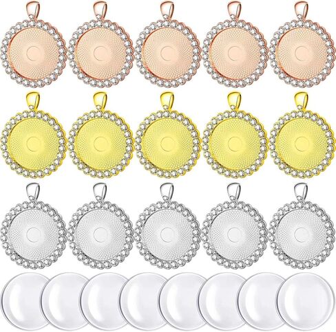 30 قطعة من حجر الراين على شكل حافة قلادة كابوشون مع حجر الراين الشفاف كابوشون لصنع المجوهرات DIY ، 3 ألوان (الذهب ، فضي ، روز ذهبي), زجاج ميتال in Kuwait