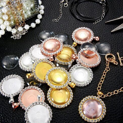 30 قطعة من حجر الراين على شكل حافة قلادة كابوشون مع حجر الراين الشفاف كابوشون لصنع المجوهرات DIY ، 3 ألوان (الذهب ، فضي ، روز ذهبي), زجاج ميتال in Kuwait