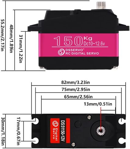 1/5 Large Scale Servo 150kg High Torque HV 18T Steel Gear Waterproof Digital Motor Servos (180 Degree) in Saudi Arabia