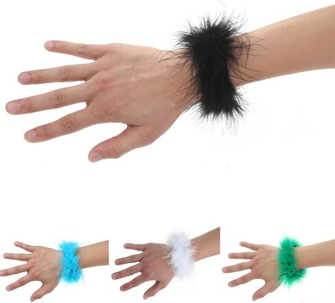 Feather Slap Bracelets, 4Pcs Watch Patting Circle Slap Ring Wrist Decoration Cuff Sleeves Slap Bangle for Party Decoration Mardi Gras Holiday Supplies in Kuwait