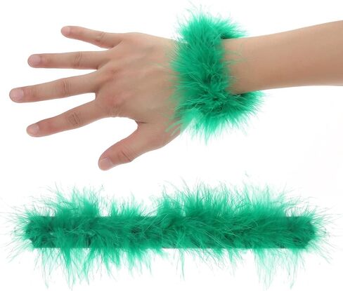 Feather Slap Bracelets, 4Pcs Watch Patting Circle Slap Ring Wrist Decoration Cuff Sleeves Slap Bangle for Party Decoration Mardi Gras Holiday Supplies in Kuwait