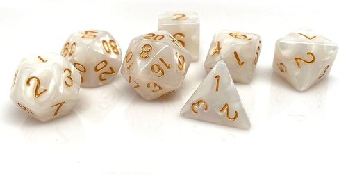 Marble Swirl Polyhedral Dice Set - 7 Piece Dice Set with One D20, D12, D10, D8, D6, D4, and D00 (Black Marble with White Font) in Kuwait
