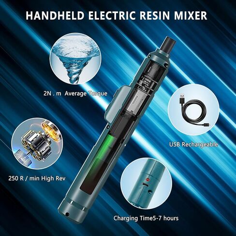 Epoxy Mixer Resin Mixer, Mixer for Resin, Rechargeable Electric Handheld Epoxy Mixer for Minimizing Bubbles, Resin Stirrer for Epoxy, Resin, Epoxy Resin Mixer Pro(Included 4 Pcs Paddles) in Saudi Arabia