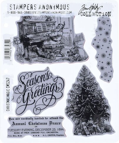 Stampers Anonymous Tim Holtz Cling Rubber Stamp Set, 7" by 8.5", Christmas Magic in Saudi Arabia
