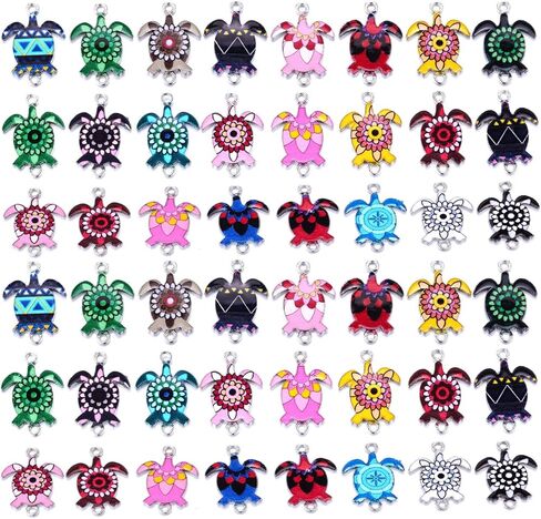 MANLOUFUSHI 30 Pcs Colorful Turtles Enamel Charms Pendant Mixed Turtles DIY Charm Jewelry Making Crafting Accessories for Necklace Bracelet Earring 25 * 18mm in Kuwait