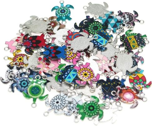 MANLOUFUSHI 30 Pcs Colorful Turtles Enamel Charms Pendant Mixed Turtles DIY Charm Jewelry Making Crafting Accessories for Necklace Bracelet Earring 25 * 18mm in Kuwait