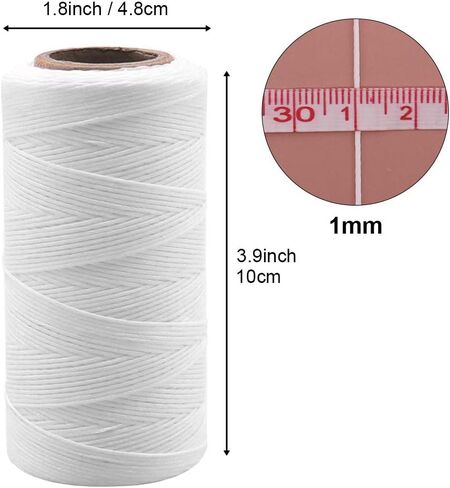 Vivifying 1mm Waxed Thread, 284 Yard x 2 Rolls 150D Waxed Leather Thread with Needles for Bookbinding, DIY Crafts and Sewing Leather Projects (Black, White) in Saudi Arabia