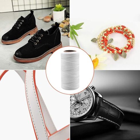 Vivifying 1mm Waxed Thread, 284 Yard x 2 Rolls 150D Waxed Leather Thread with Needles for Bookbinding, DIY Crafts and Sewing Leather Projects (Black, White) in Saudi Arabia