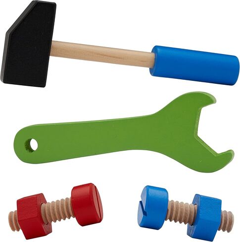 حزام أدوات Top Race¬Æ 10 قطع، حزام أدوات أطفال من القماش السميك مع مجموعة ألعاب بناء أدوات خشبية صلبة للأطفال - أدوات أطفال ألعاب حزام أدوات الأطفال للأولاد الصغار in Kuwait