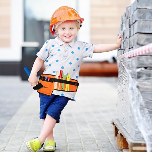 حزام أدوات Top Race¬Æ 10 قطع، حزام أدوات أطفال من القماش السميك مع مجموعة ألعاب بناء أدوات خشبية صلبة للأطفال - أدوات أطفال ألعاب حزام أدوات الأطفال للأولاد الصغار in Kuwait