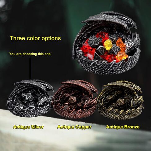 Haxtec Dragon Dice Jail Guardian DND Dice Tray Holder Dungeons and Dragons Accessories Novelty DM RPG Gift Dragon Statue Decor(Antique Silver) in Kuwait