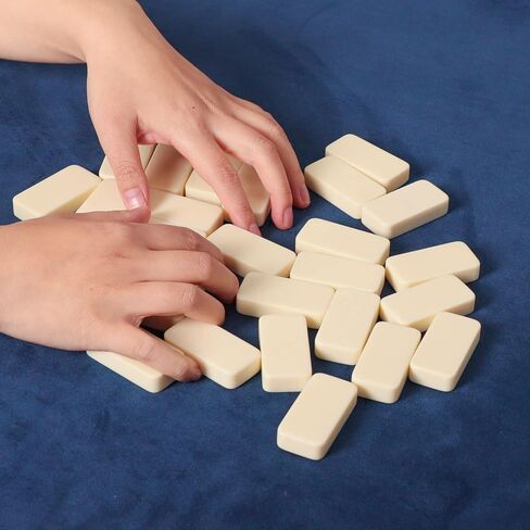 مجموعة الدومينو GUSTARIA للبالغين، مجموعة الدومينو مع 28 بلاطًا عاجيًا، مجموعة ألعاب الدومينو المزدوجة الستة للعبة اللوحة الكلاسيكية، مع حقيبة قماش زرقاء (2 إلى 4 لاعبين) in Kuwait