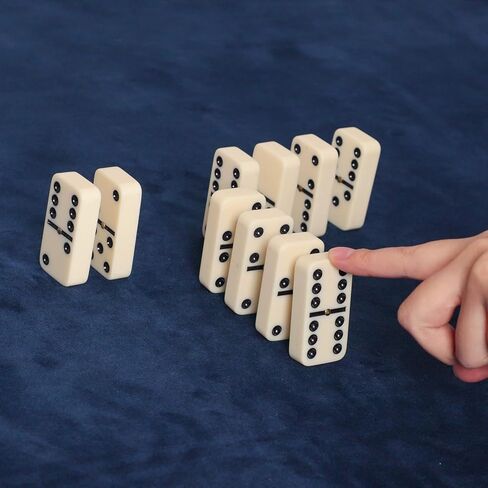 مجموعة الدومينو GUSTARIA للبالغين، مجموعة الدومينو مع 28 بلاطًا عاجيًا، مجموعة ألعاب الدومينو المزدوجة الستة للعبة اللوحة الكلاسيكية، مع حقيبة قماش زرقاء (2 إلى 4 لاعبين) in Kuwait