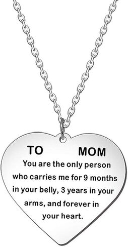 to Mom Gifts Necklace from Daughter Son - You are The Only Person Who Carries Me for 9 Months Necklace Love Heart Pendant Necklace for Mom Birthday Christmas Gifts from Daughter Son in Saudi Arabia