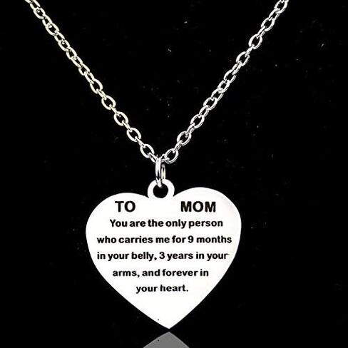 to Mom Gifts Necklace from Daughter Son - You are The Only Person Who Carries Me for 9 Months Necklace Love Heart Pendant Necklace for Mom Birthday Christmas Gifts from Daughter Son in Saudi Arabia