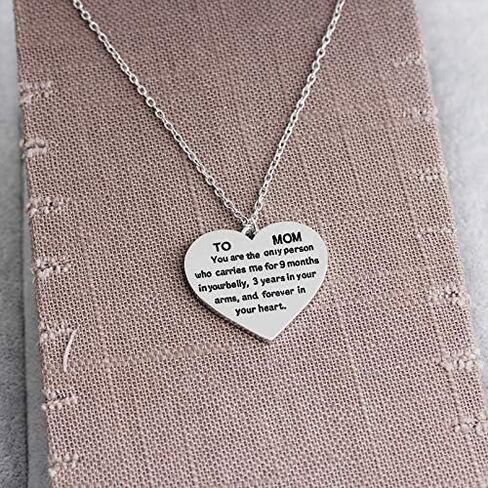 to Mom Gifts Necklace from Daughter Son - You are The Only Person Who Carries Me for 9 Months Necklace Love Heart Pendant Necklace for Mom Birthday Christmas Gifts from Daughter Son in Saudi Arabia