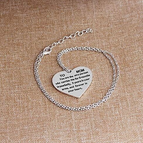to Mom Gifts Necklace from Daughter Son - You are The Only Person Who Carries Me for 9 Months Necklace Love Heart Pendant Necklace for Mom Birthday Christmas Gifts from Daughter Son in Saudi Arabia