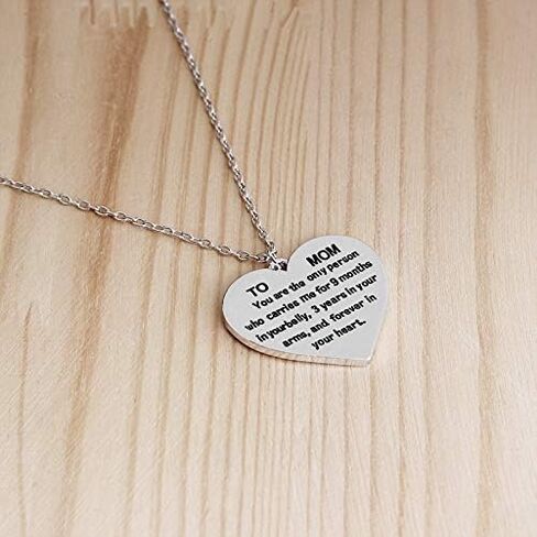 to Mom Gifts Necklace from Daughter Son - You are The Only Person Who Carries Me for 9 Months Necklace Love Heart Pendant Necklace for Mom Birthday Christmas Gifts from Daughter Son in Saudi Arabia
