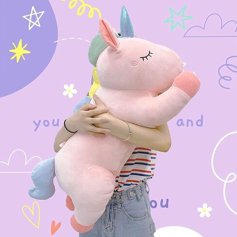 ARELUX 14in Cute Blue Giant Stuffed Unicorn Plush:Soft Animal Hugging Pillow Stuffed Animal, Big Body Plushie,Large Unicorn Toy Room Decor Friends Family Member in Kuwait