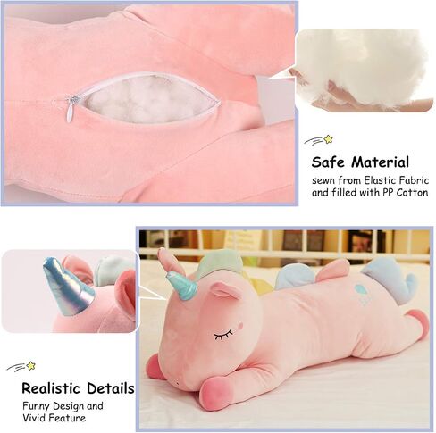 ARELUX 14in Cute Blue Giant Stuffed Unicorn Plush:Soft Animal Hugging Pillow Stuffed Animal, Big Body Plushie,Large Unicorn Toy Room Decor Friends Family Member in Kuwait