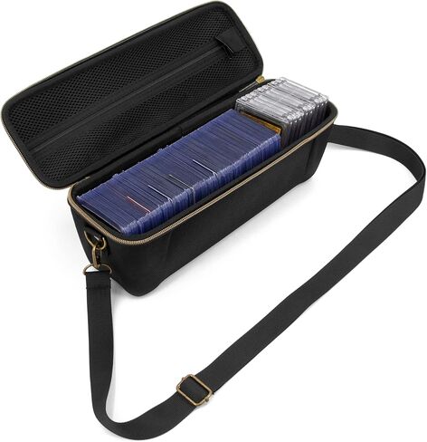 CASEMATIX Top Loader Card Storage Case for Trading Cards with 5 Removable Dividers, 5 Tab Dividers and Carry Strap - Fits 200 Toploader or 40 One Touch Card Holders in Toploader Storage Box in Saudi Arabia