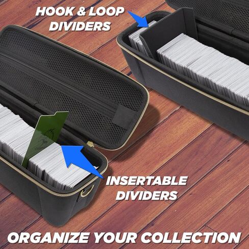 CASEMATIX Top Loader Card Storage Case for Trading Cards with 5 Removable Dividers, 5 Tab Dividers and Carry Strap - Fits 200 Toploader or 40 One Touch Card Holders in Toploader Storage Box in Saudi Arabia