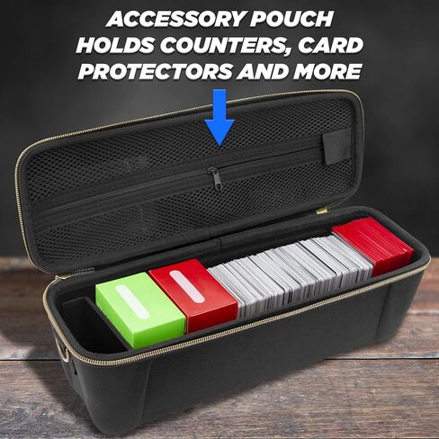 CASEMATIX Top Loader Card Storage Case for Trading Cards with 5 Removable Dividers, 5 Tab Dividers and Carry Strap - Fits 200 Toploader or 40 One Touch Card Holders in Toploader Storage Box in Saudi Arabia