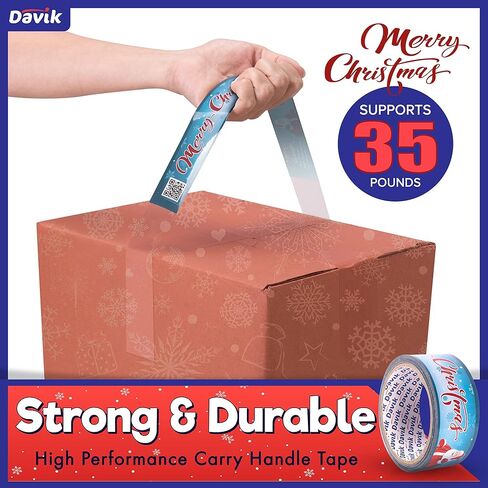 دافيك - مقبض حمل لاصق لعيد الميلاد، حزام مقبض لاصق لنقل الصناديق والحقائب، بكرة مقبض لاصق متعدد الاستخدامات ومريح أثناء التنقل، 25 مقبض in Kuwait