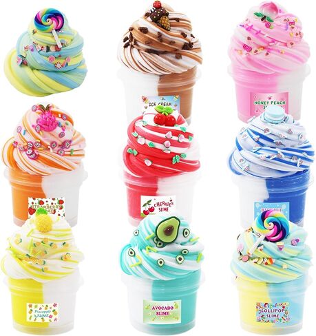 8 عبوات من مجموعة سلايم الزبدة ذات اللونين، هدايا عيد ميلاد للأطفال، هدية للحفلات للفتيات والفتيان، غير لزجة، لعبة الحمأة فائقة النعومة للفتيات 6 7 8 9 10 11 12 in Kuwait