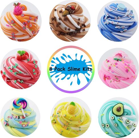 8 عبوات من مجموعة سلايم الزبدة ذات اللونين، هدايا عيد ميلاد للأطفال، هدية للحفلات للفتيات والفتيان، غير لزجة، لعبة الحمأة فائقة النعومة للفتيات 6 7 8 9 10 11 12 in Kuwait