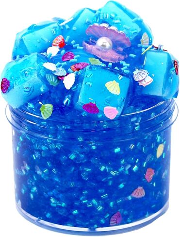 أحدث مجموعة سلايم مقرمشة من شل، طقم سلايم شفاف للمحيط الأزرق مع بصيص للفتيات، هدايا عيد ميلاد للحفلات المدرسية للفتيات والفتيان، لعبة فائقة النعومة وغير لزجة لتخفيف التوتر (7 أونصة). in Kuwait