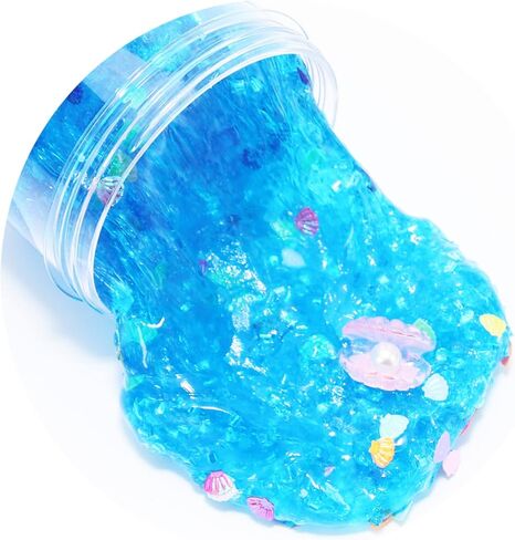 أحدث مجموعة سلايم مقرمشة من شل، طقم سلايم شفاف للمحيط الأزرق مع بصيص للفتيات، هدايا عيد ميلاد للحفلات المدرسية للفتيات والفتيان، لعبة فائقة النعومة وغير لزجة لتخفيف التوتر (7 أونصة). in Kuwait