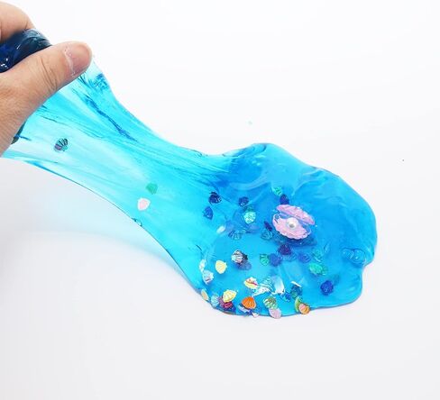 أحدث مجموعة سلايم مقرمشة من شل، طقم سلايم شفاف للمحيط الأزرق مع بصيص للفتيات، هدايا عيد ميلاد للحفلات المدرسية للفتيات والفتيان، لعبة فائقة النعومة وغير لزجة لتخفيف التوتر (7 أونصة). in Kuwait