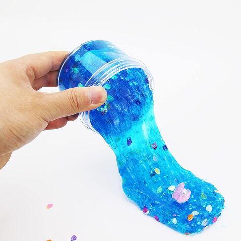 أحدث مجموعة سلايم مقرمشة من شل، طقم سلايم شفاف للمحيط الأزرق مع بصيص للفتيات، هدايا عيد ميلاد للحفلات المدرسية للفتيات والفتيان، لعبة فائقة النعومة وغير لزجة لتخفيف التوتر (7 أونصة). in Kuwait