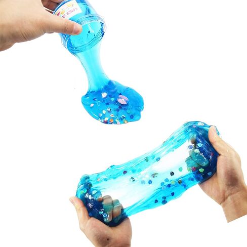 أحدث مجموعة سلايم مقرمشة من شل، طقم سلايم شفاف للمحيط الأزرق مع بصيص للفتيات، هدايا عيد ميلاد للحفلات المدرسية للفتيات والفتيان، لعبة فائقة النعومة وغير لزجة لتخفيف التوتر (7 أونصة). in Kuwait