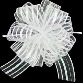 8 Pack Organza Pull Bow Gift Wrapping Bows, Multicolor Christmas Ribbon Pull Bows for Wedding Gift Baskets, Party Gift Wrap Bows, New Year Presents Decorating Bows 6 Inch Diameter