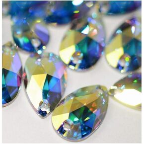Flatback Sew On Rhinestones for Garments Clothes Crafts Sewing Beads Decorations, Crystal K9 Glass (Axe Shape AB, 12x19mm(24pcs)) in Saudi Arabia
