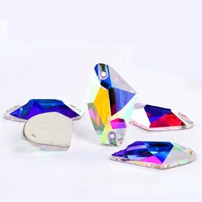 Flatback Sew On Rhinestones for Garments Clothes Crafts Sewing Beads Decorations, Crystal K9 Glass (Axe Shape AB, 12x19mm(24pcs))