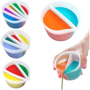 Split Cup for Paint Pouring, Fluid Art Split Cup Acrylic Paint Pour Split Cup Resin Pouring DIY Making Painting Tools Drawing Accessories Reusable Silicone Split Cup with Dividers