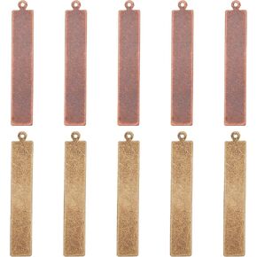 PH PandaHall 40pcs 2 Colors Brass Engraving Blanks, 1.6 x 0.2 Inch Rectangle Blank Stamping Tag Pendants Charms for Bracelet Necklace Pendant Jewelry DIY Craft Making, Antique Bronze/Red Copper