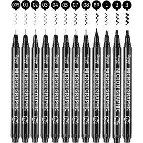 اقلام رسم سوداء متعددة الطبقات، 12 قطعة، اقلام انيمي، اقلام رسم، قلم مايكرو، اقلام رسم للفنانين، اقلام تحديد دقيق، اقلام فنية، اقلام حبر، اقلام رسم خط، اقلام يوميات للكتاب المقدس، نقاط دقيقة in Kuwait