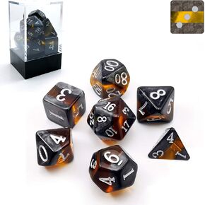 Bescon Mineral Rocks GEM Vines Polyhedral D&D Dice Set of 7, RPG Role Playing Game Dice 7pcs Set of Ruby