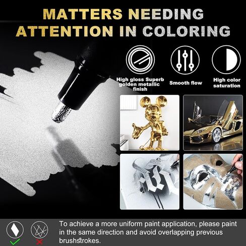 6Pcs Liquid Mirror Chrome Markers,Silver & Gold Oil-based Permanent Mirror Chrome Marker Pens,Waterproof Reflective Gloss Metallic Markers for Repairing, Model Painting, Marking or DIY Art Projects in Saudi Arabia