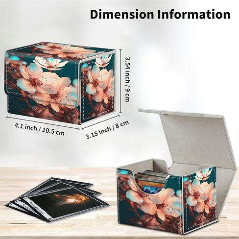 Cats Card Deck Box Organizer, 100+ Sleeved Cards Deck Case For Trading Cards, Leather Magnetic Closure Commander Deck Box Holds Magnetic Card Storage Box Fits for MTG TCG CCG in Kuwait