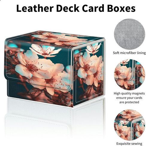 Cats Card Deck Box Organizer, 100+ Sleeved Cards Deck Case For Trading Cards, Leather Magnetic Closure Commander Deck Box Holds Magnetic Card Storage Box Fits for MTG TCG CCG in Kuwait