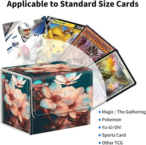 Cats Card Deck Box Organizer, 100+ Sleeved Cards Deck Case For Trading Cards, Leather Magnetic Closure Commander Deck Box Holds Magnetic Card Storage Box Fits for MTG TCG CCG in Kuwait