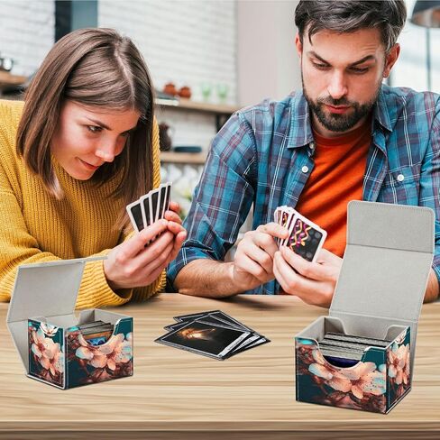 Cats Card Deck Box Organizer, 100+ Sleeved Cards Deck Case For Trading Cards, Leather Magnetic Closure Commander Deck Box Holds Magnetic Card Storage Box Fits for MTG TCG CCG in Kuwait