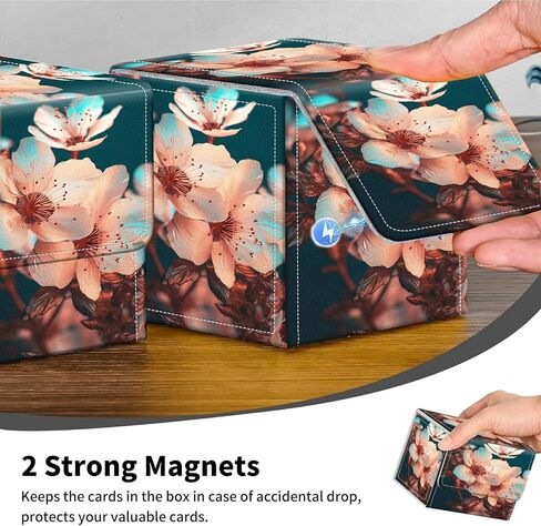 Cats Card Deck Box Organizer, 100+ Sleeved Cards Deck Case For Trading Cards, Leather Magnetic Closure Commander Deck Box Holds Magnetic Card Storage Box Fits for MTG TCG CCG in Kuwait