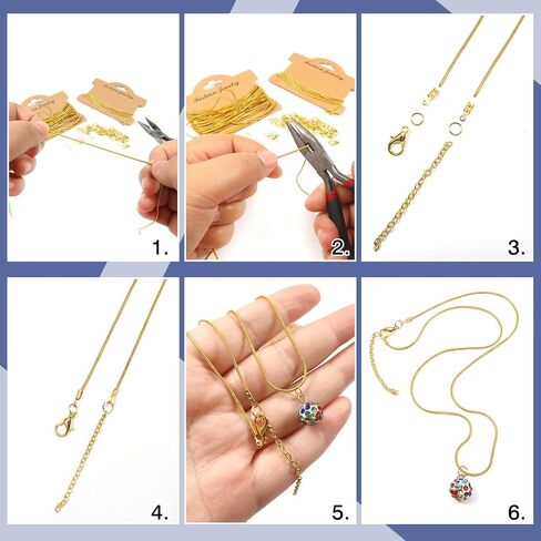 TOAOB 33 Feet Jewelry Making Chains for Necklace 1.2mm Snake Chains Gold Silver Metal Cable Chain Link with Lobster Clasps Cord Ends Jump Rings for Bracelet Jewelry Making in Saudi Arabia